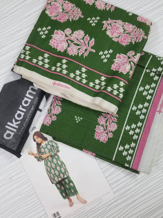Forest Green | Al-Karam 2pc Unstitched Khaddar Suit