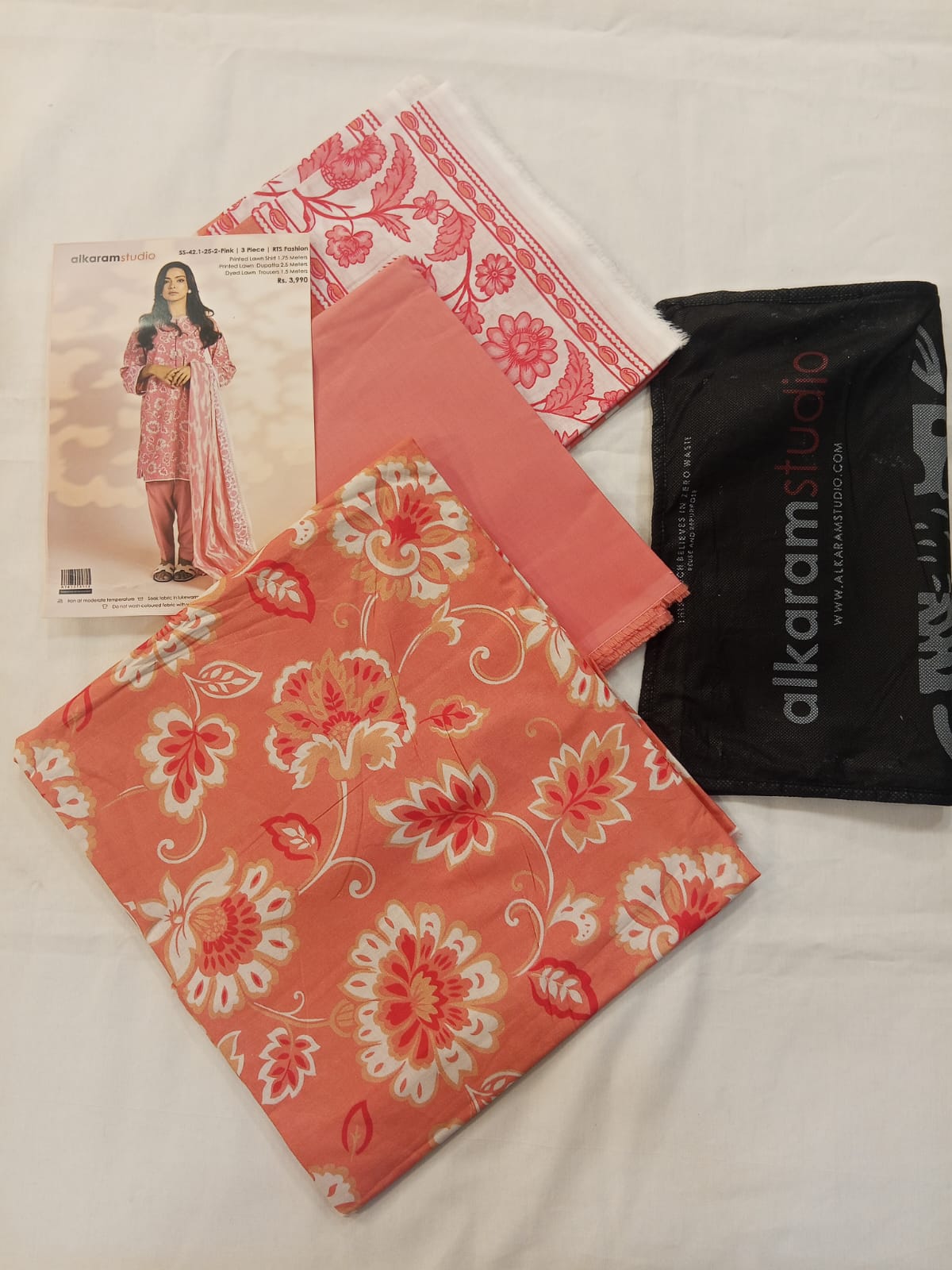 Pink | Al-Karam 3pc Unstitched Lawn Suit