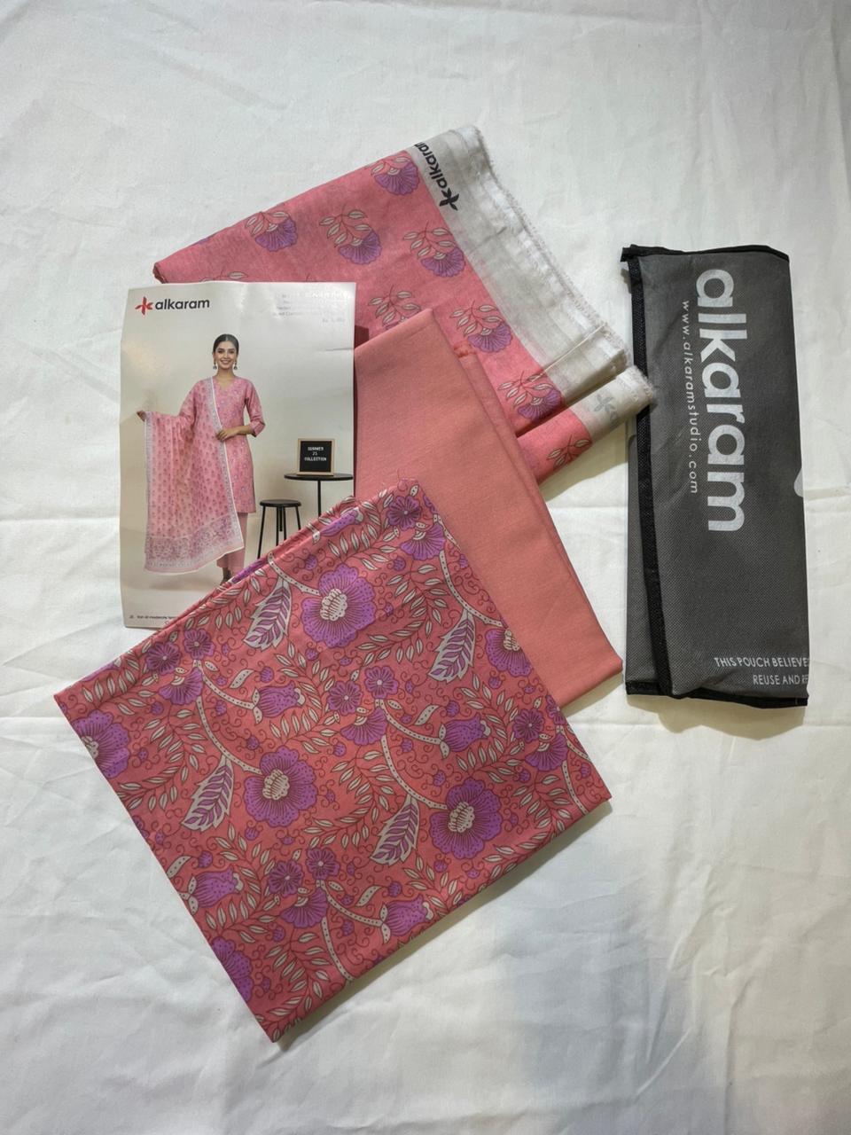 Pink | Al-Karam 3pc Unstitched Lawn Suit