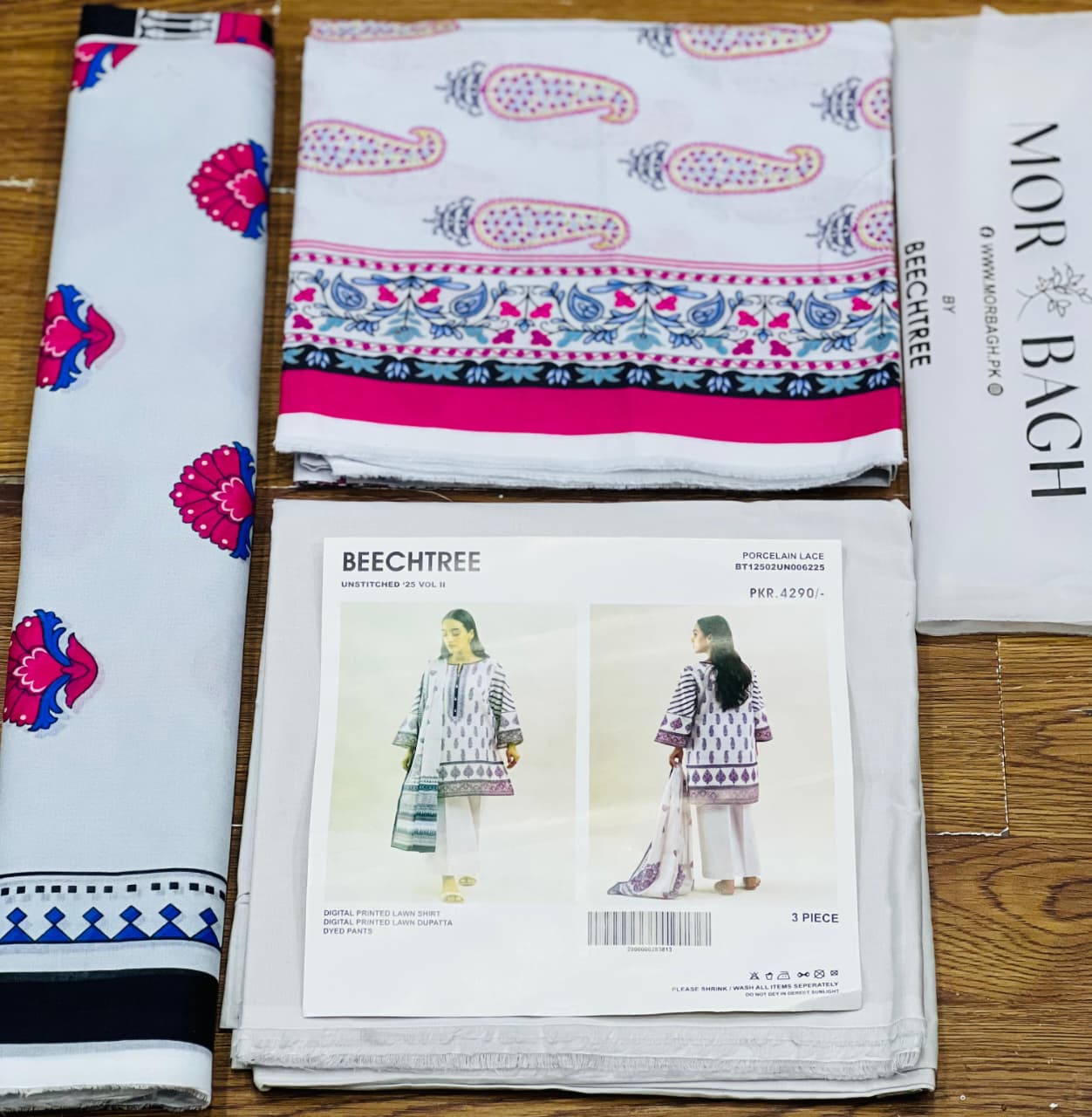 BeechTree 3 PIECE PRINTED LAWN SUIT-PORCELAIN LACE (UNSTITCHED)