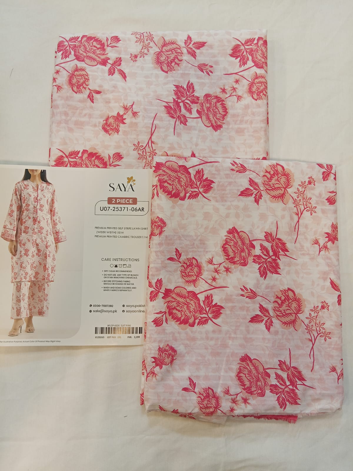 Pink | Saya 2PC Unstitched Lawn Suit
