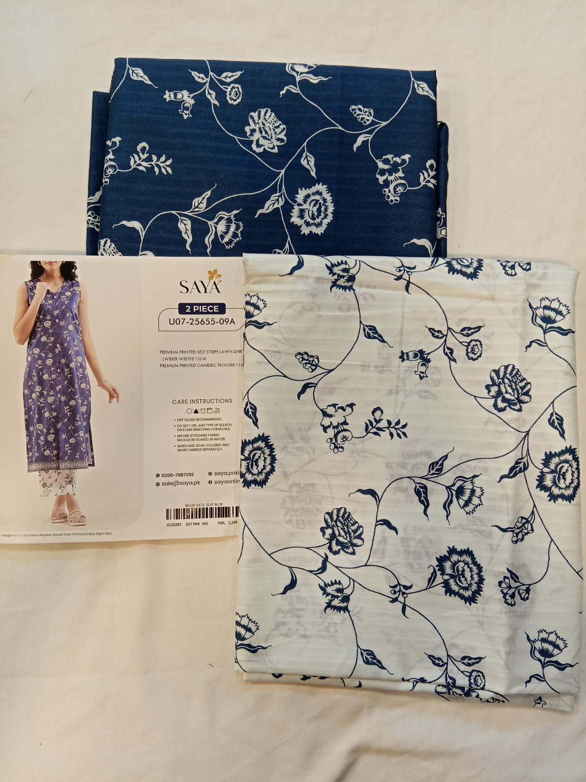 Blue | Saya 2PC Unstitched Lawn Suit