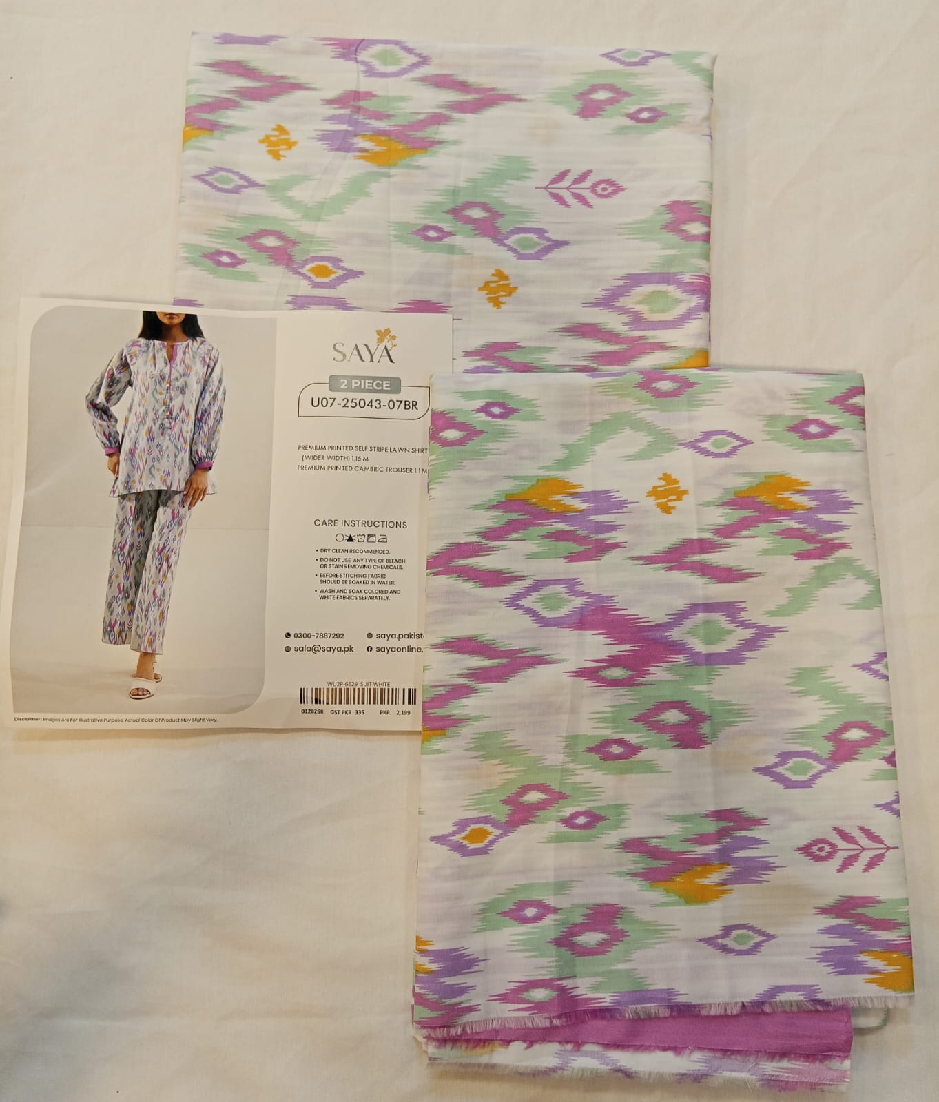 White | Saya 2PC Unstitched Lawn Suit