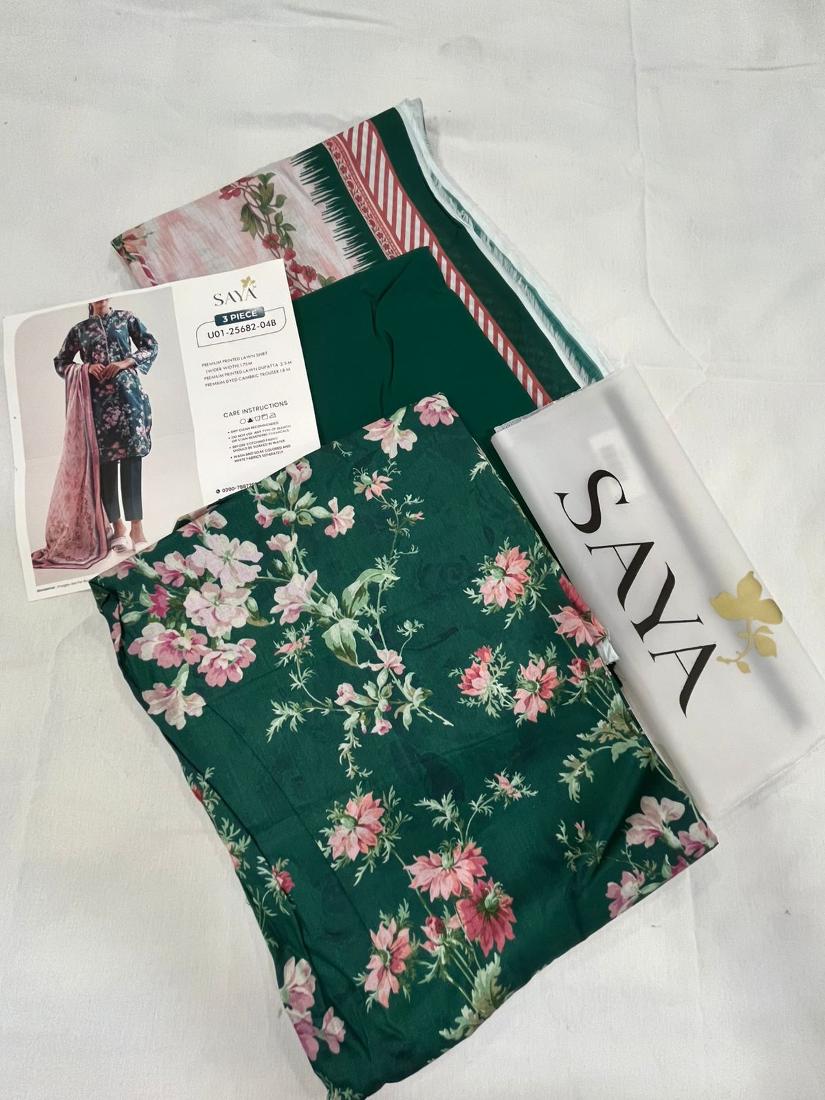 Green | Saya 3pc Unstitched Lawn Suit