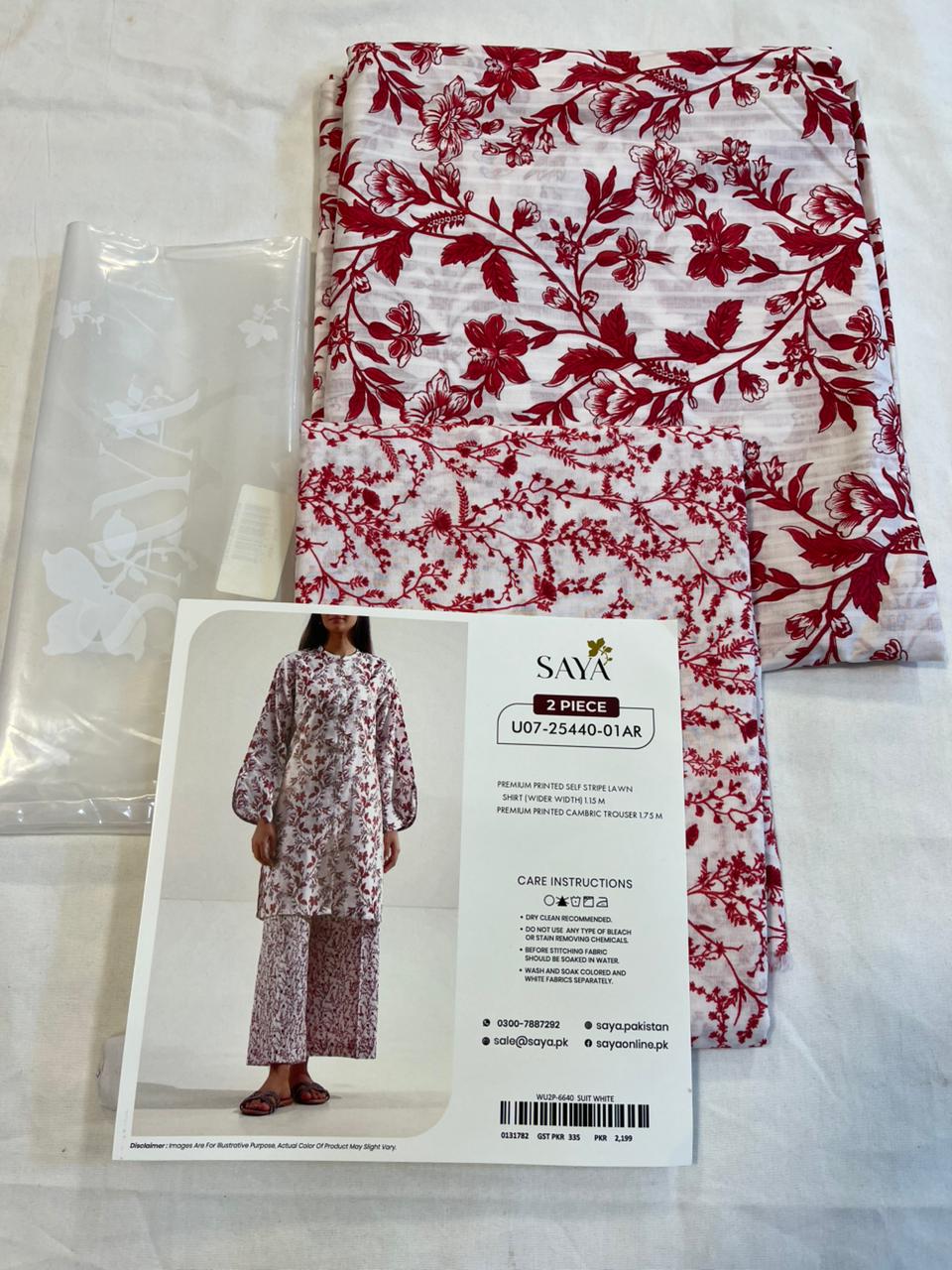 Saya 2pc Unstitched Lawn Suit | White