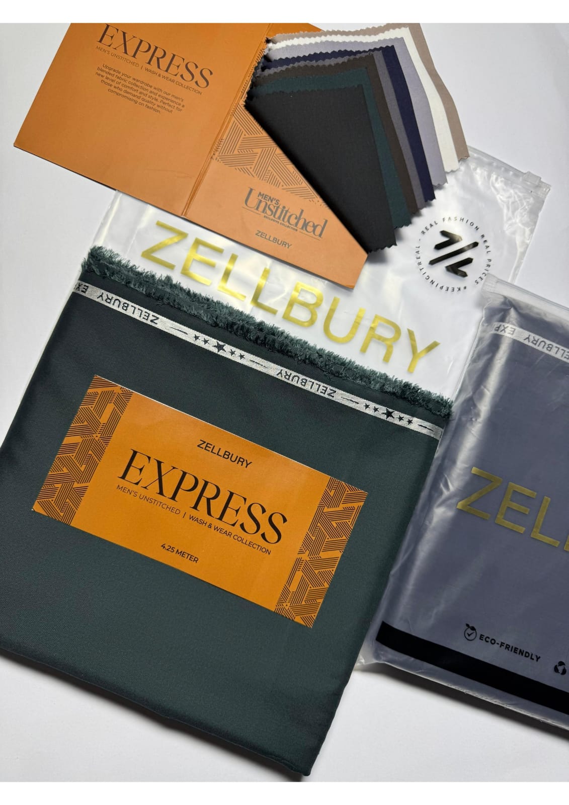 Close-up texture and weave of Teal Zellbury Mens Wash and Wear 100% premium fine quality fabric.