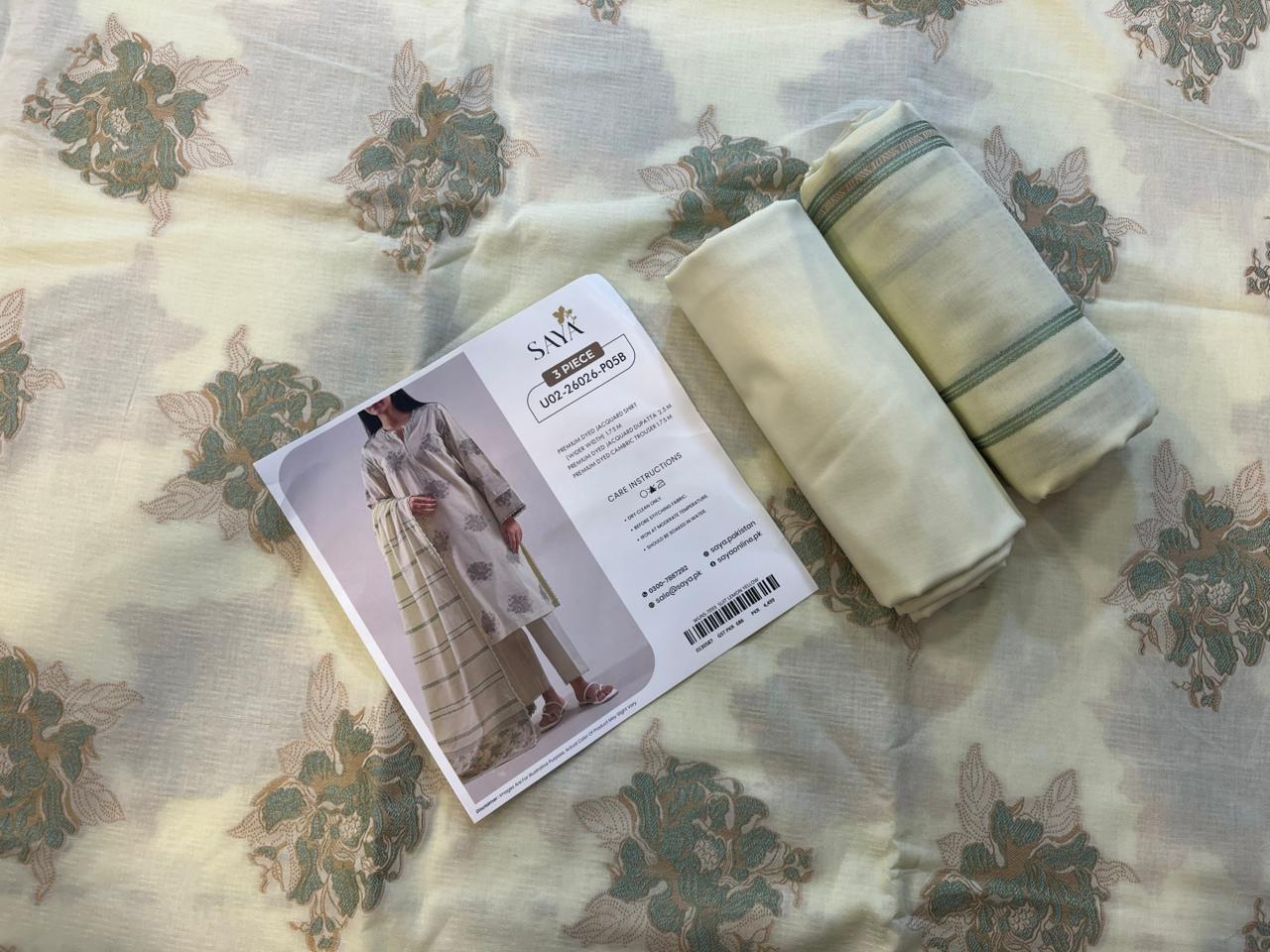 Lemon Yellow | Saya 3pc Unstitched Cotton Jacquard 3-Piece