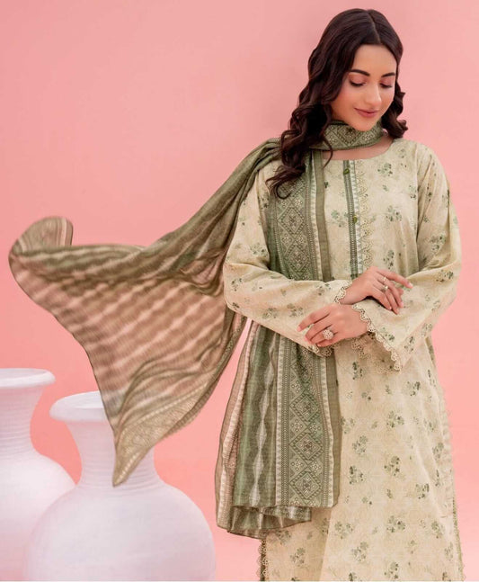 Light Green | Sohaye By Diners 3pc Unstitched Lawn Suit