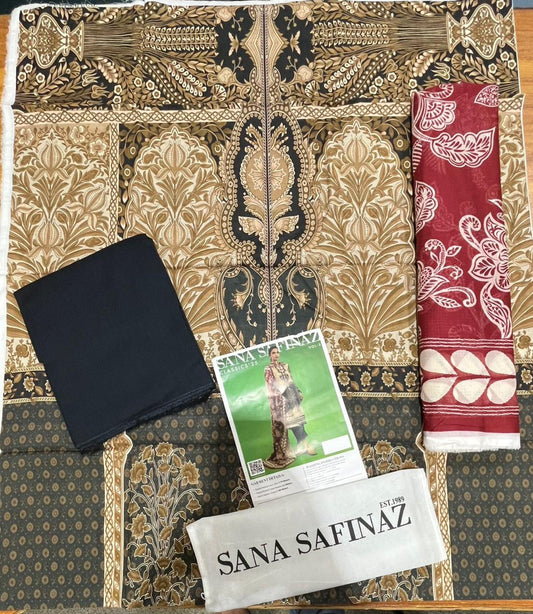 Black | Sana Safinaz 3pc Unstitched Lawn Suit