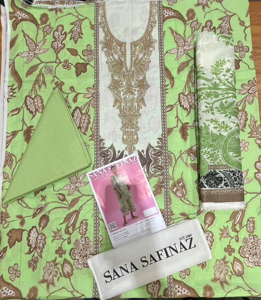 Light Green | Sana Safinaz 3pc Unstitched Lawn Suit