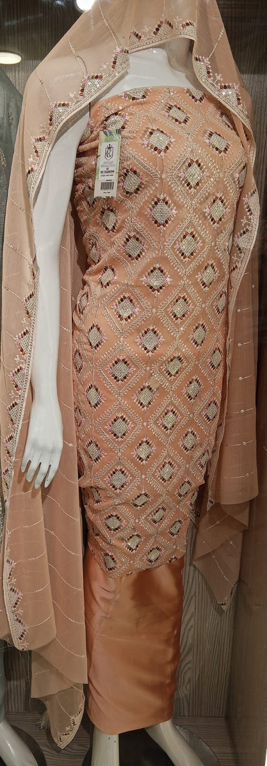 Light Salmon | Luxury Chiffon Embroidered