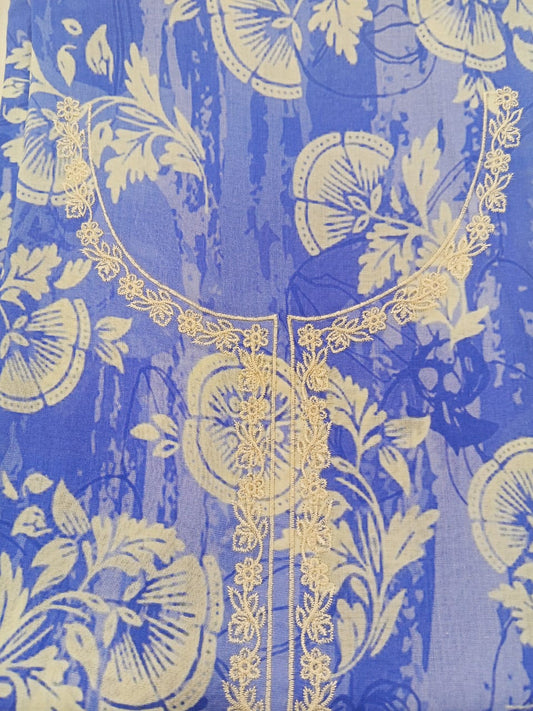 Royal Blue | SAYA 3pc Unstitched Lawn Suit | Brenish