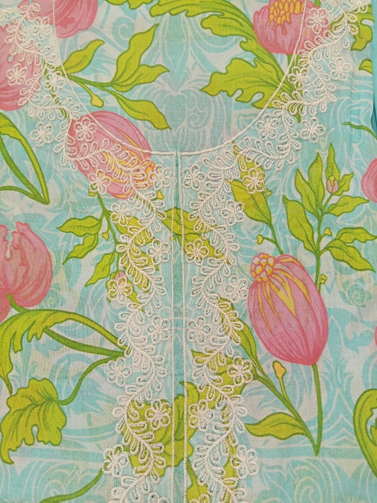 Sky | SAYA 3pc Unstitched Lawn Suit | Brenish