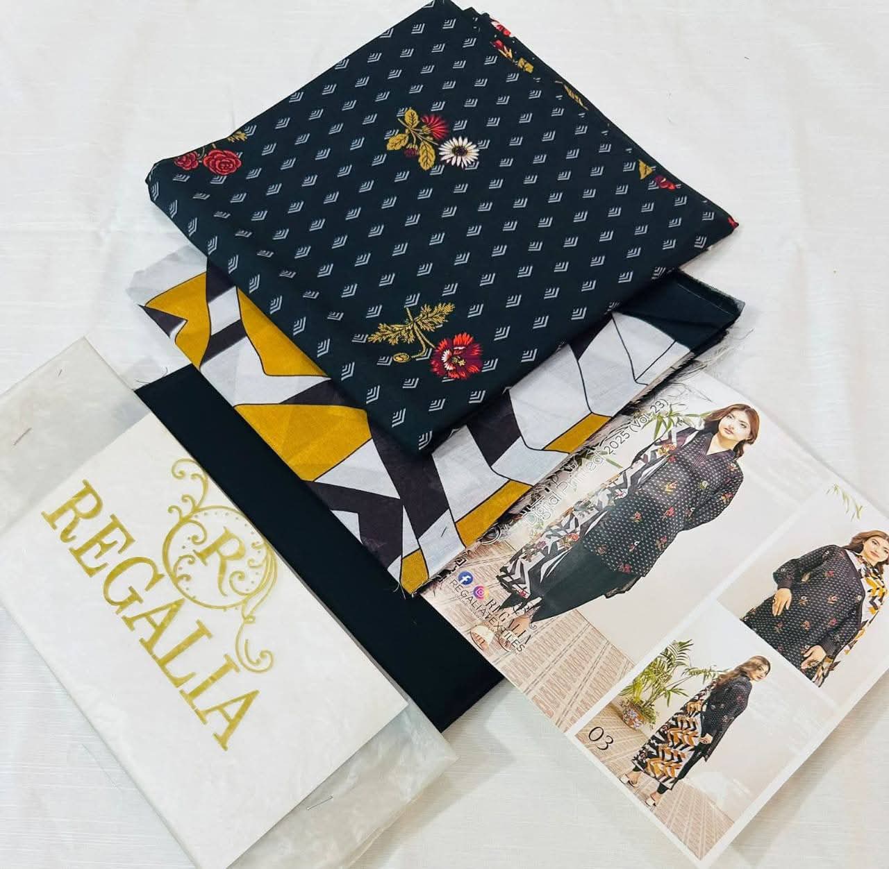 Black | Salina 3pc Unstitched Lawn Collection