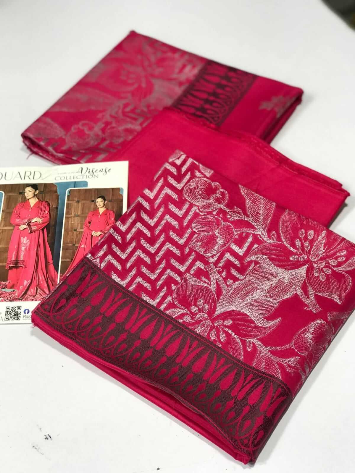 Shocking Pink | Regalia 3pc Unstitched Jacquard Viscose