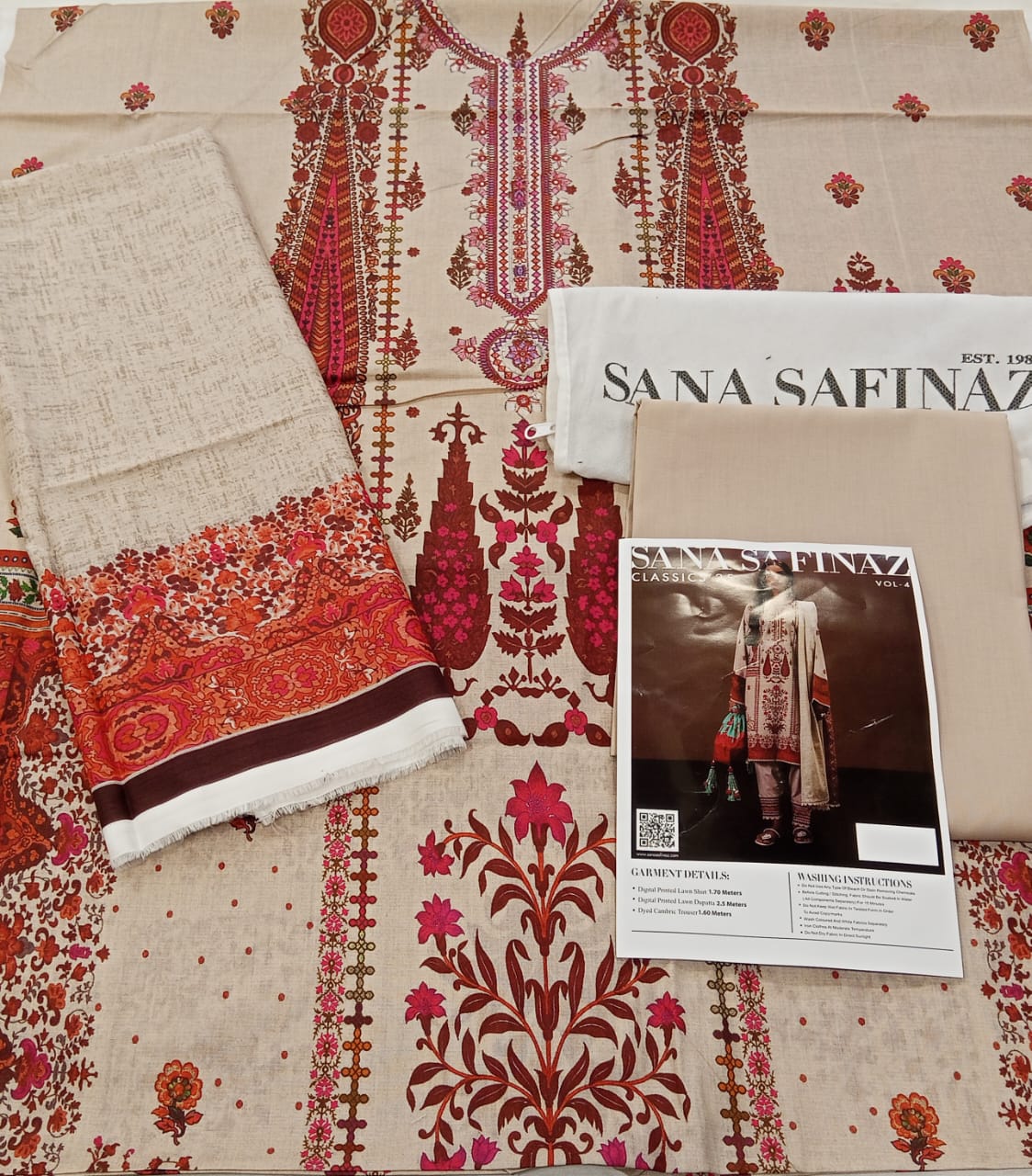 Fawn | Sana Safinaz 3pc Unstitched Lawn Suit