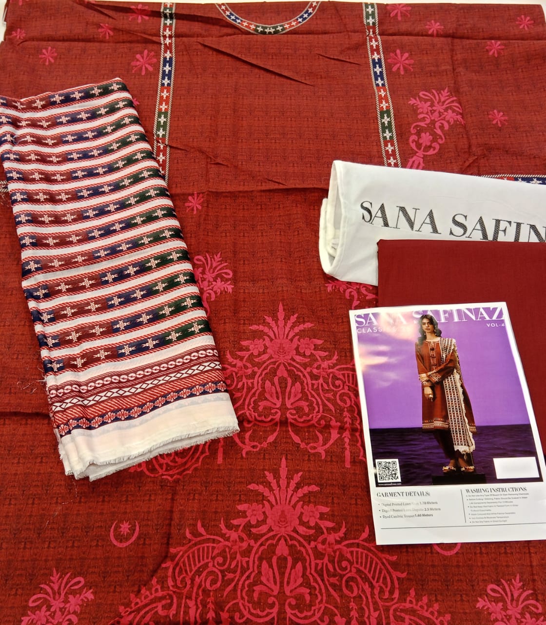 Maroon | Sana Safinaz 3pc Unstitched Lawn Suit