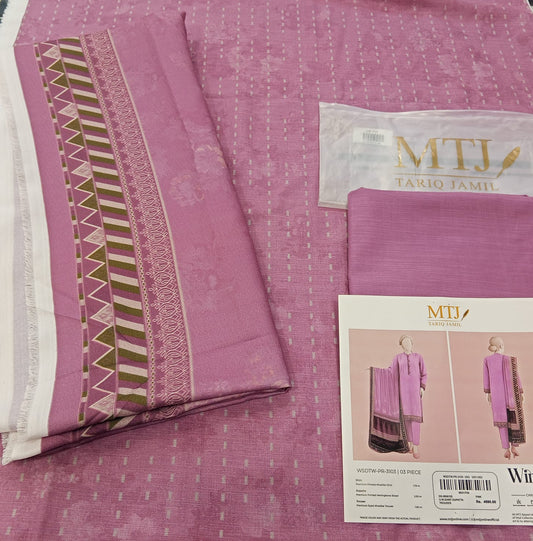 Pink | Mtj-Tariq Jamil 3pc Unstitched Khaddar Suit