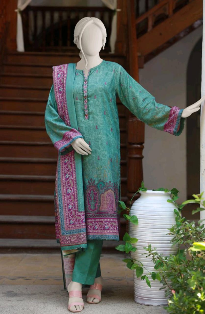Green | Mtj-Tariq Jamil 3pc Unstitched Khaddar Suit