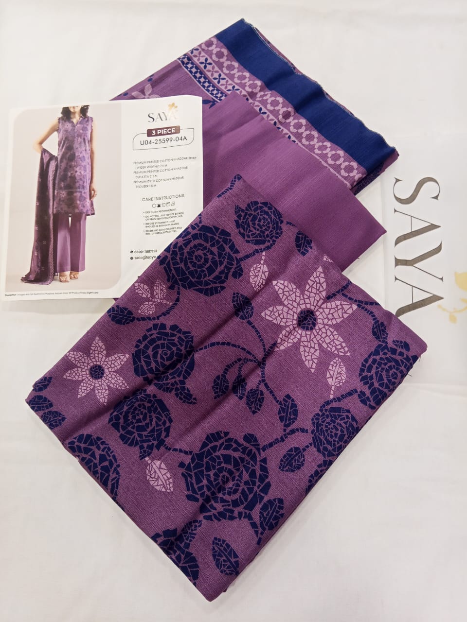Saya 3pc Unstitched Khaddar Suit | Mauve