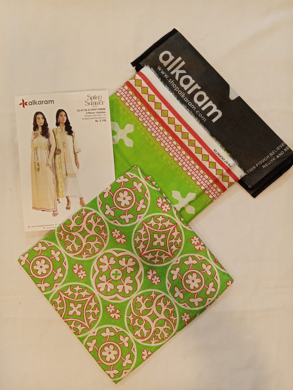 Light Green | Al-Karam 2pc Unstitched Lawn Suit