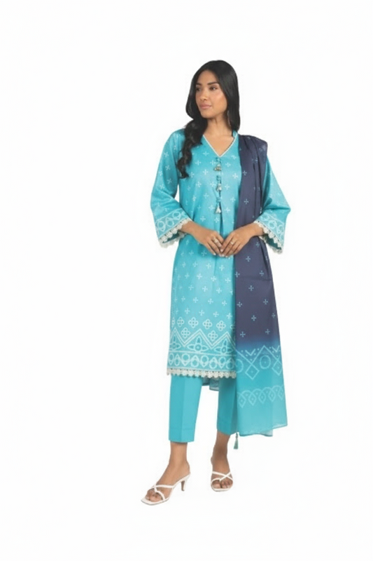 Alkaram 3pc Unstitched Khaddar Suit | Blue
