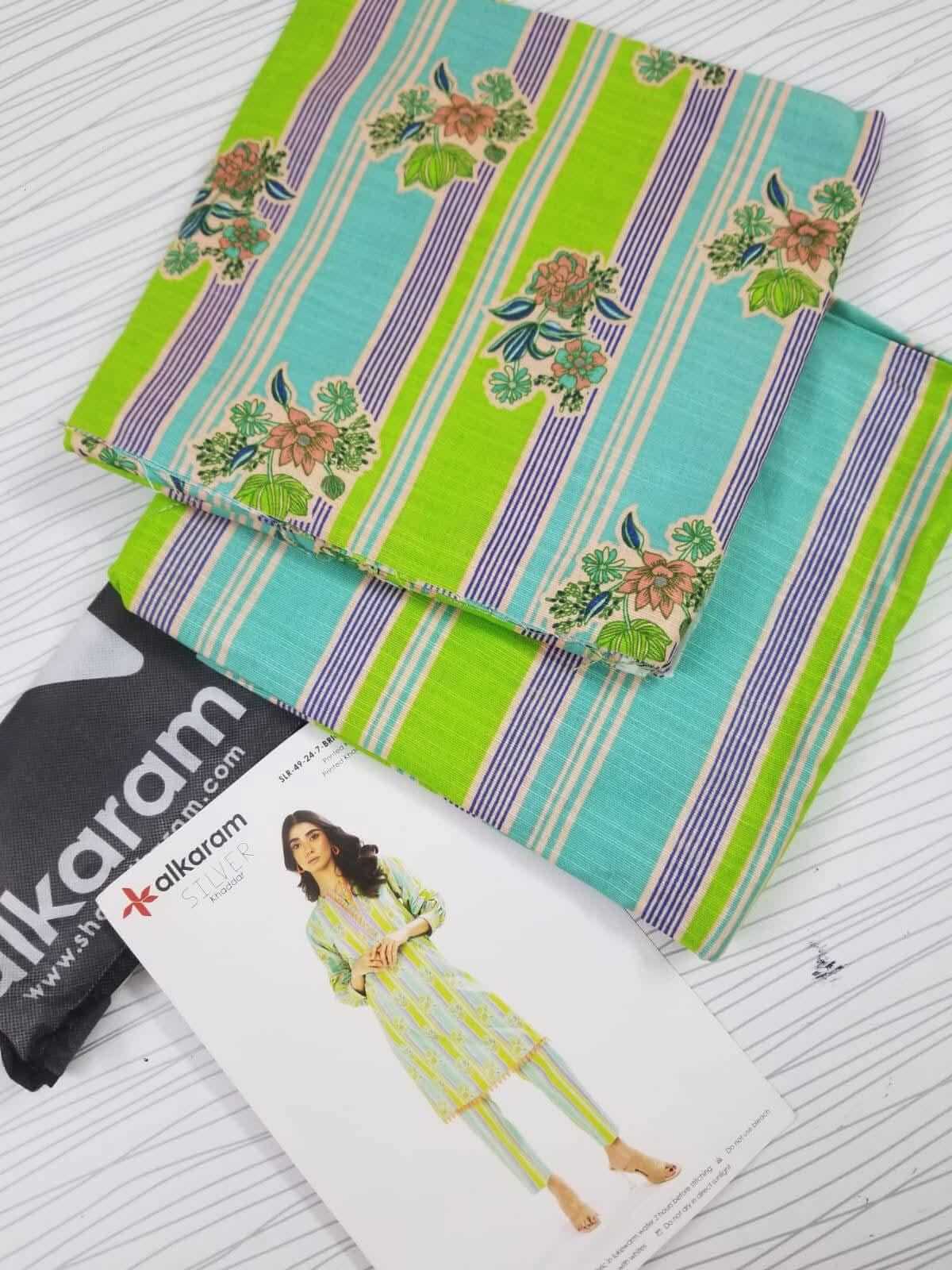 Bright Green | Al-Karam 2pc Unstitched Khaddar Suit