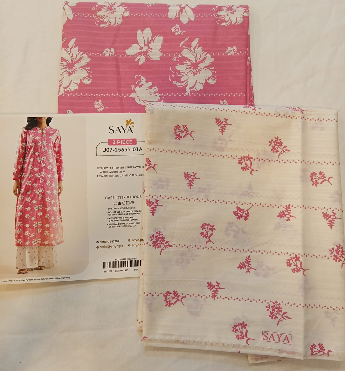 Pink | Saya 2PC Unstitched Lawn Suit