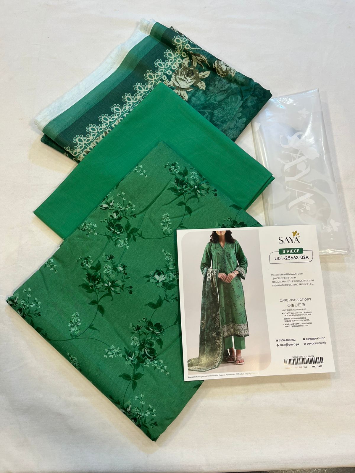 Green | Saya 3pc Unstitched Lawn Suit