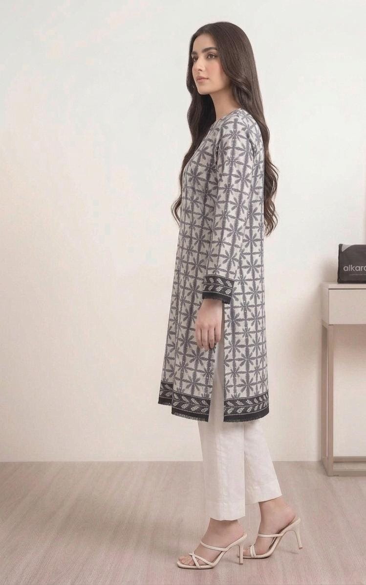 White - Alkaram 1pc Unstitched Lawn Shirt