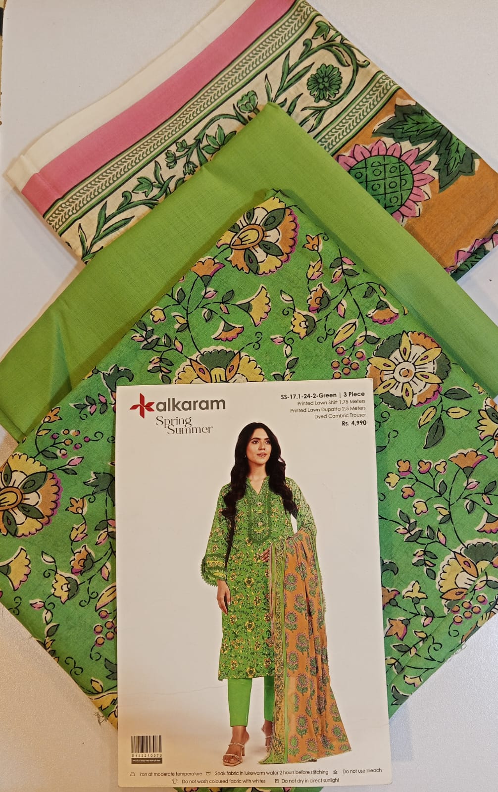 Green | Al-Karam 3pc Unstitched Lawn Suit