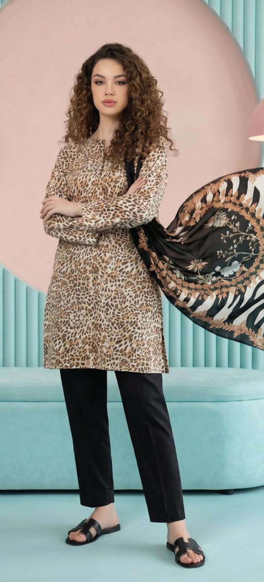 shot of the Salina Mid Summer Cotton Suit Cheetah Print
