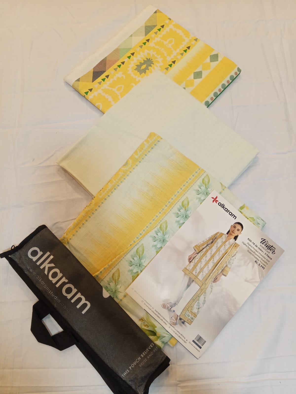 Alkaram 3pc Unstitched Khaddar Suit | Ivory