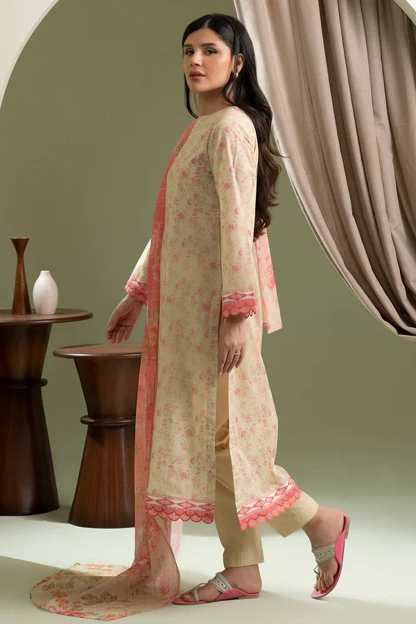 Off White Zellbury 3pc Unstitched Lawn Suit – Stylish Pakistani Lawn Outfit 2025
