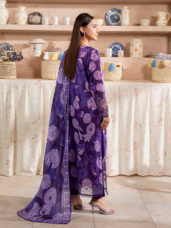 Purple | SAYA 3pc Unstitched Lawn Suit | Brenish