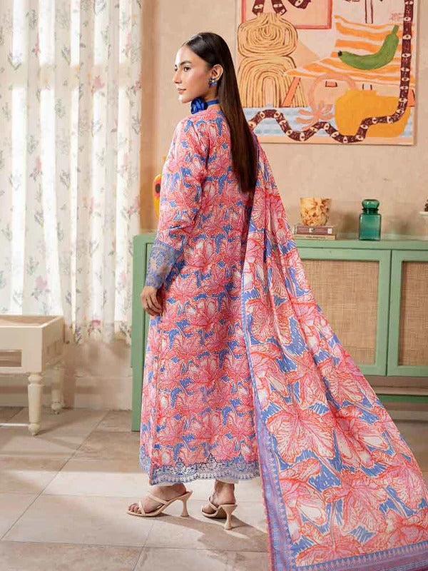 Pink | SAYA 3pc Unstitched Lawn Suit | Brenish