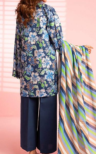 Blue - Alkaram 3pc Unstitched Lawn Suit