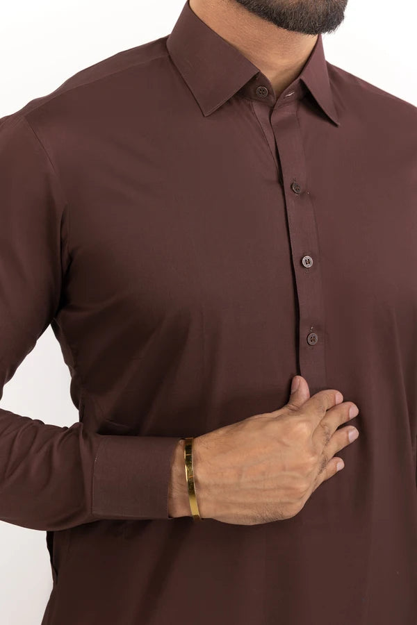 Burgundy | Gul Ahmed Men's Unstitched Soft Cotton