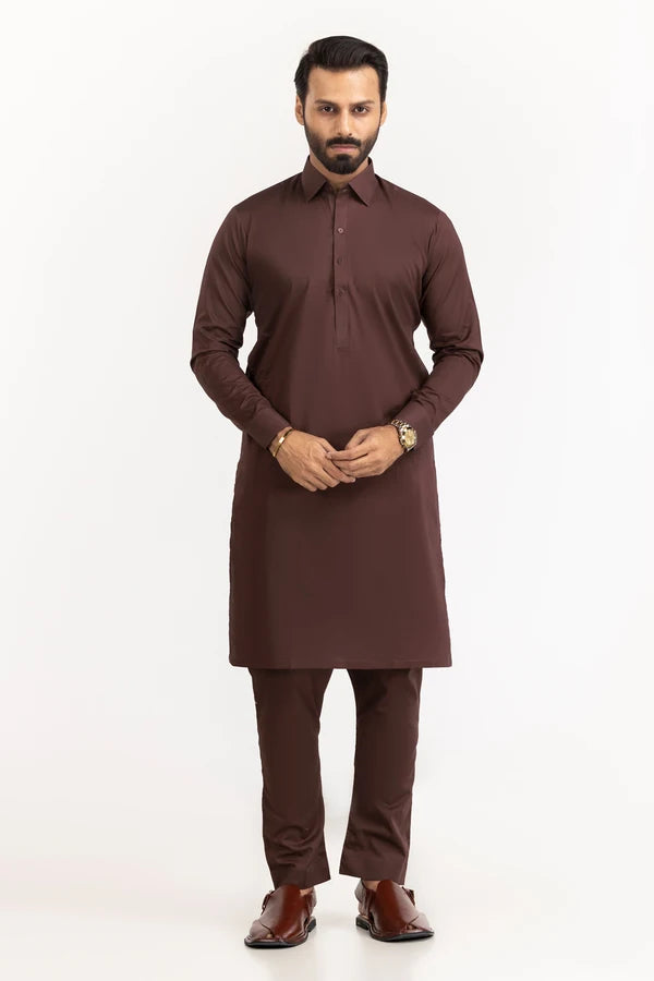 Burgundy | Gul Ahmed Men's Unstitched Soft Cotton
