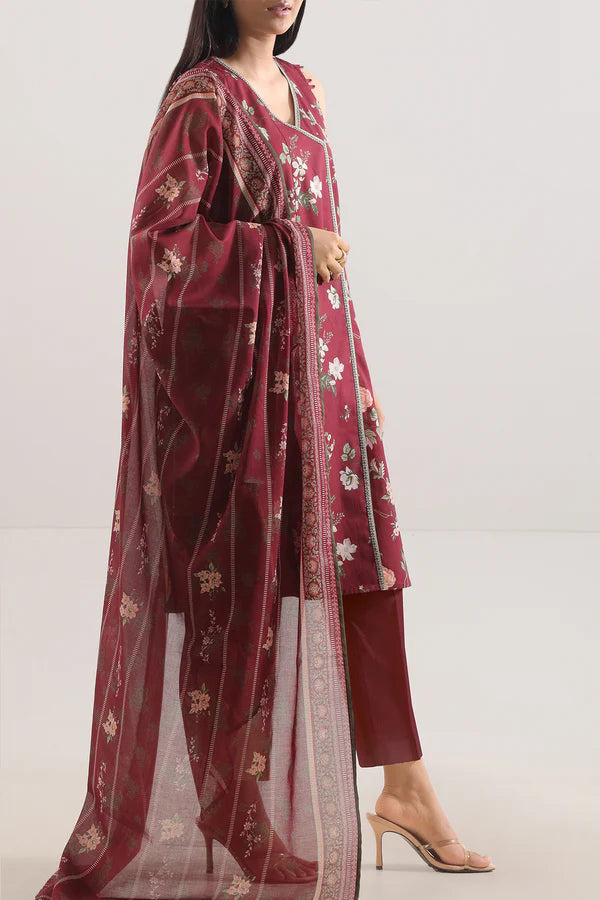 Maroon | Saya 3pc Unstitched Lawn Suit