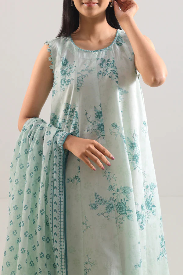 Green | Saya 3pc Unstitched Lawn Suit