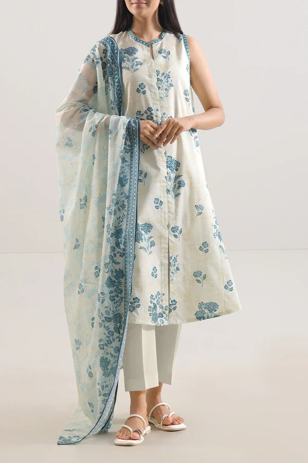 Ivory | Saya 3pc Unstitched Lawn Suit