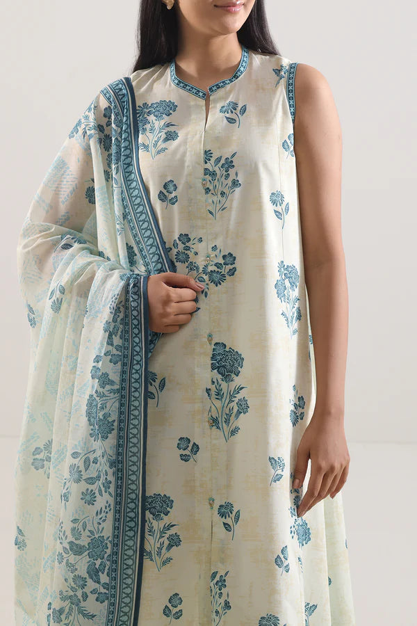 Ivory | Saya 3pc Unstitched Lawn Suit