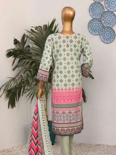 She Style By MTF Digital Printed Embroidered Pima Cotton - Light Green