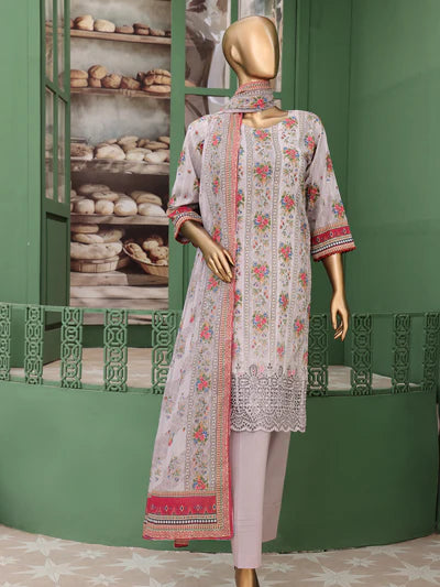 Mtf By Vivari 3pc Unstitched Doria Chikankari Lawn - Light Grey