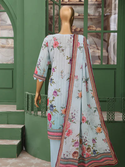 Mtf By Vivari 3pc Unstitched Doria Chikankari Lawn - Sky Blue