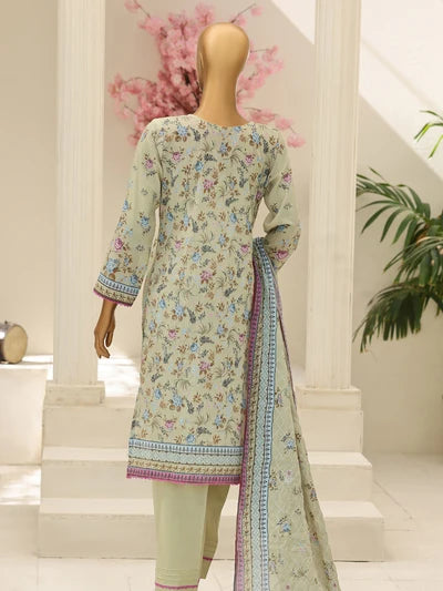 Full front view of the Nora By MTF Laserkari Lemon suit showcasing the digital print and laserkari embroidery.