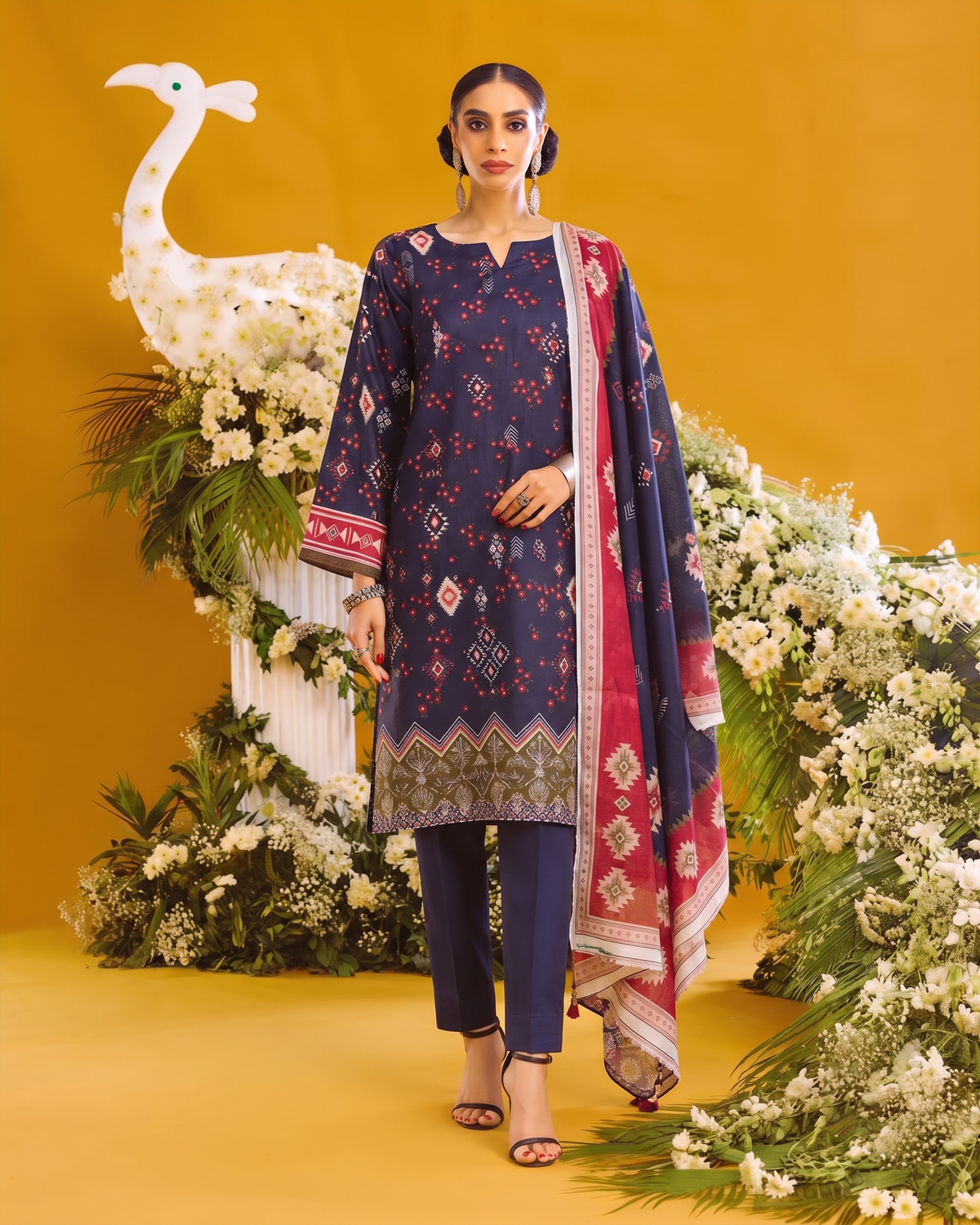 ETHNC Lawn 3pc Unstitched – Midnight Cobalt