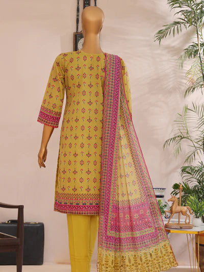 Mtf By Femi 3pc Unstitched Printed Embroidered Lawn - Dhani