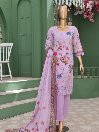 Mtf By Vivari 3pc Unstitched Doria Chikankari Lawn - Purple